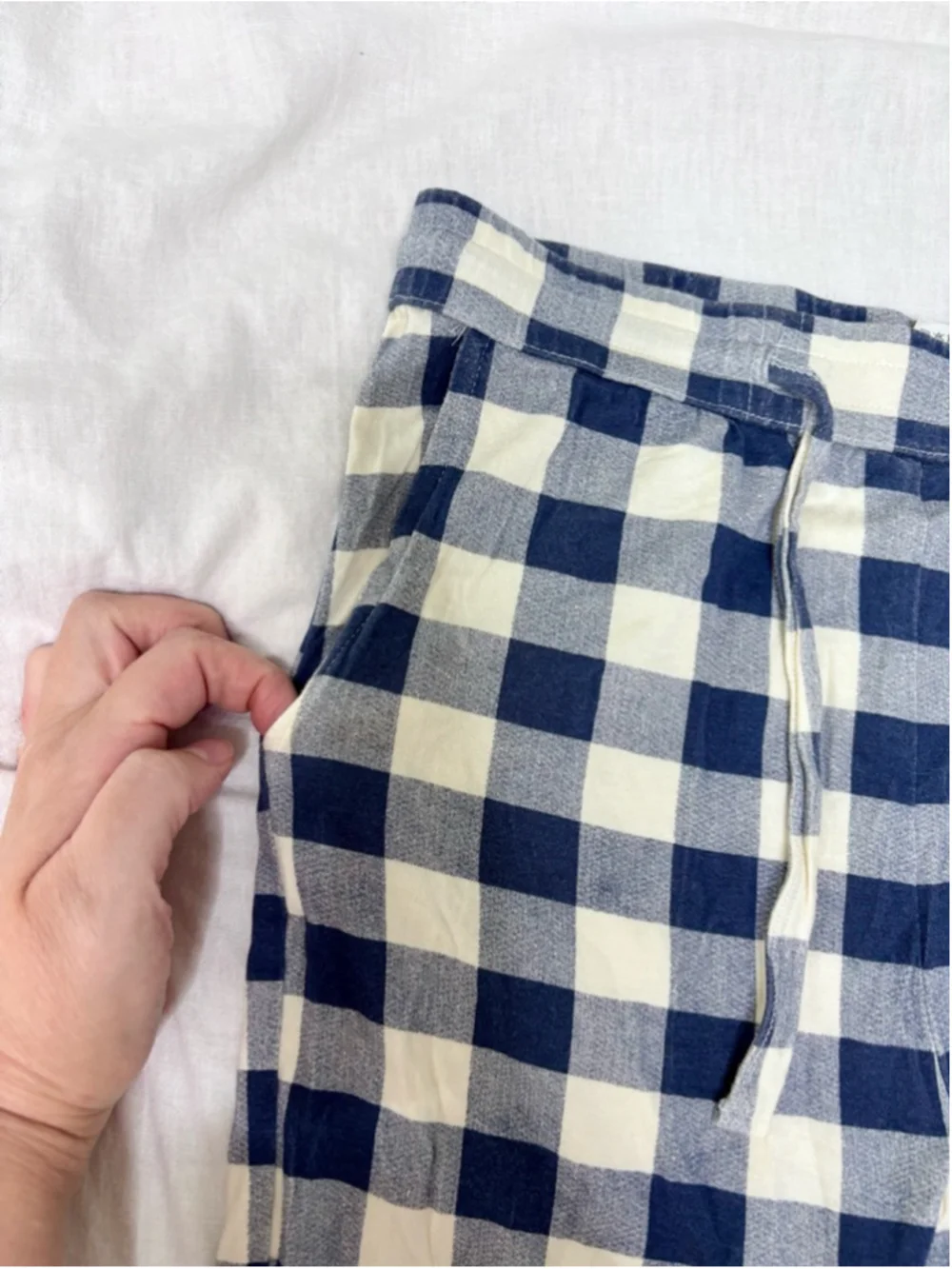 Girls Kate Quinn Bamboo Capri Bottoms 14 Blue Cream Plaid